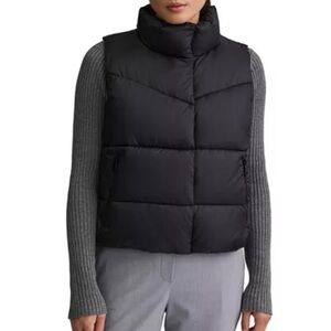 NVLT Cire Black Cropped Puffer Vest Zip Front Size Large NWT